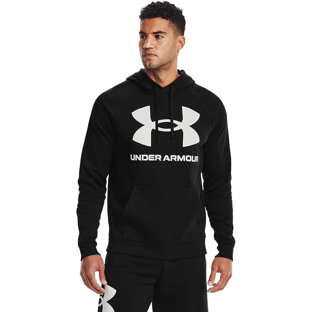 Under Armour UA Rival Fleece Big Logo Hoodie Men's XL 1357093 NWT Black 001‎